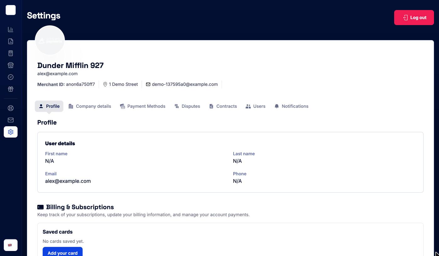 Settings with the Profile tab showing your user details