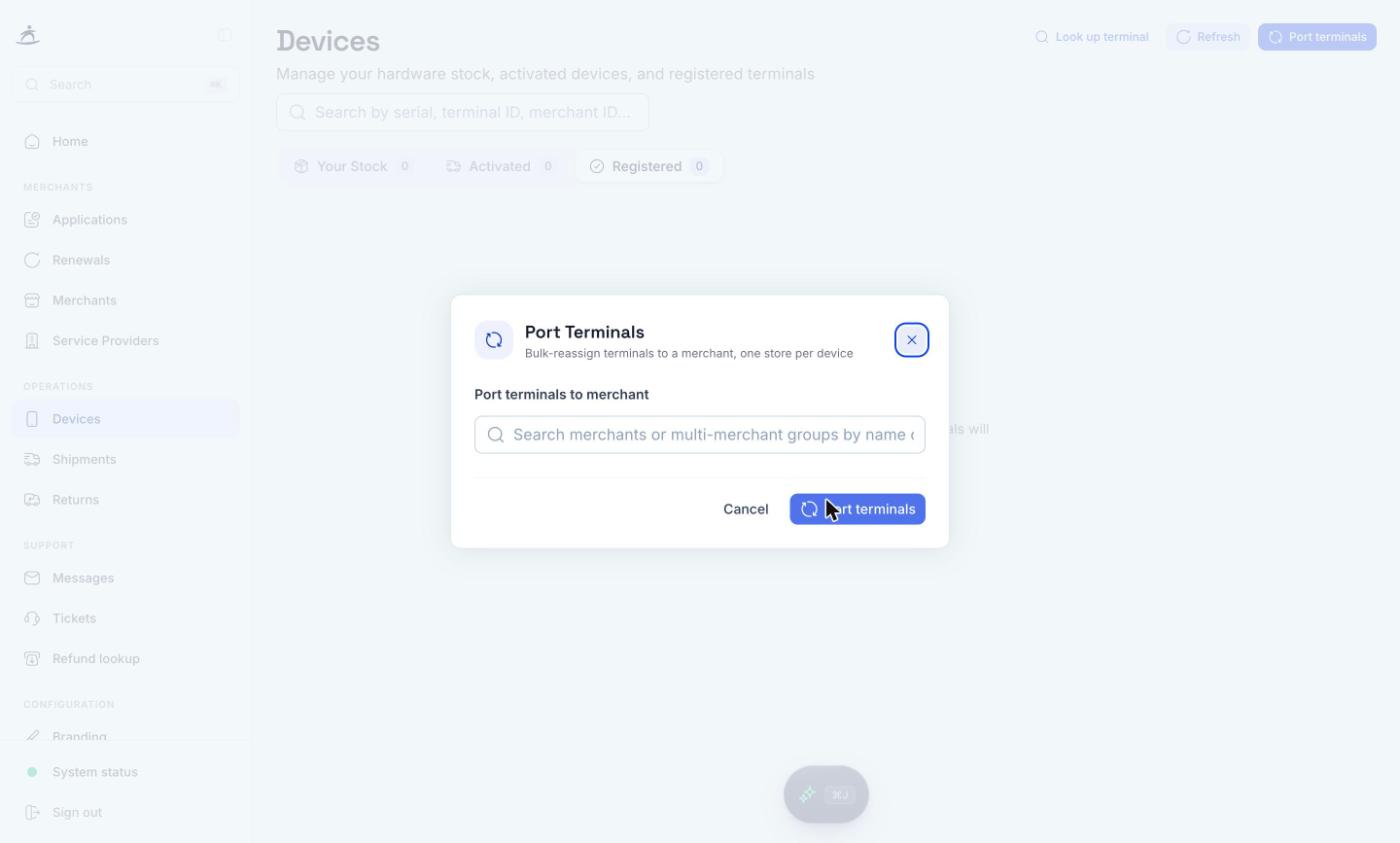 Port Terminals dialog