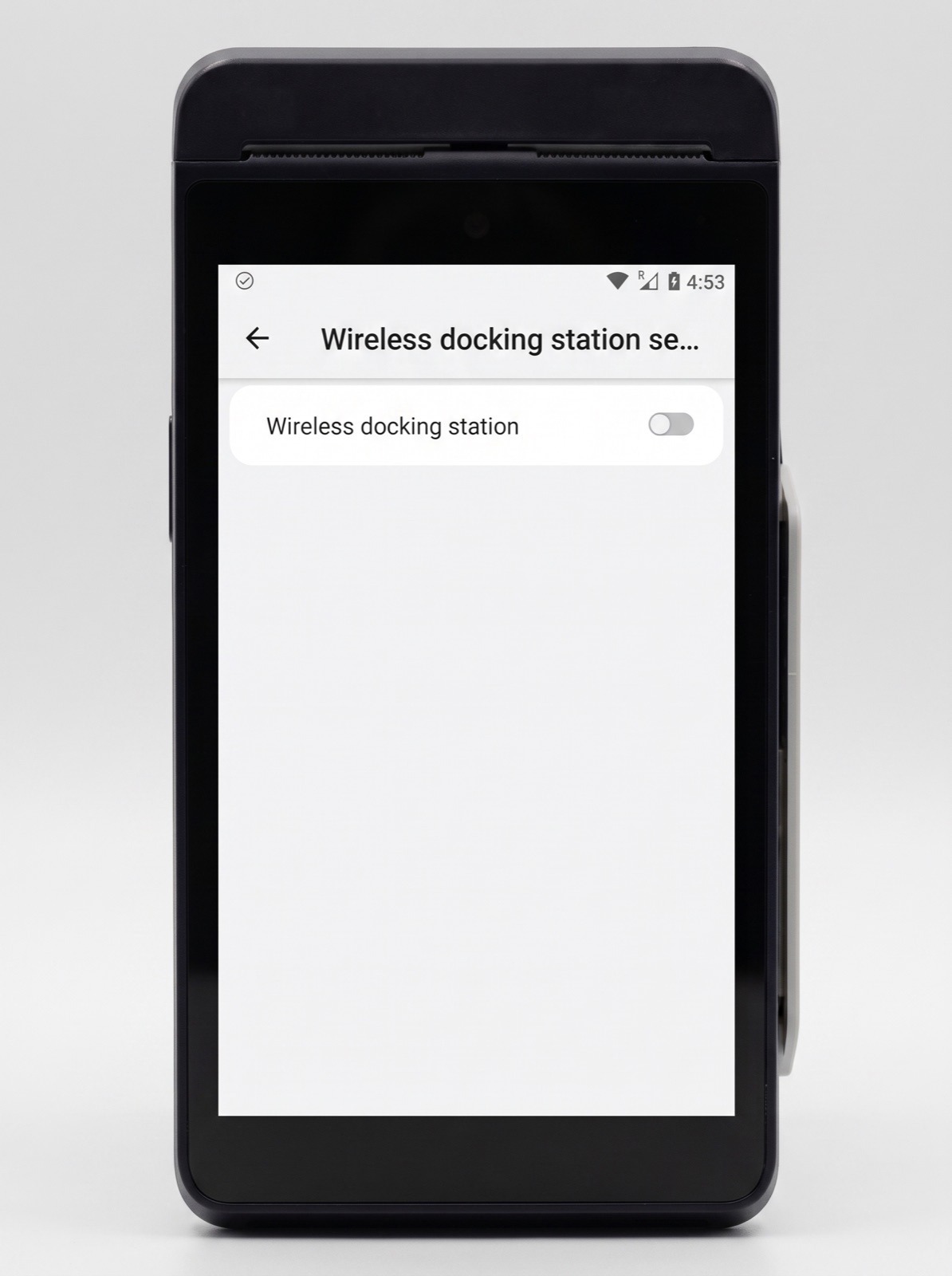 Wireless docking station settings on the terminal, with the toggle switched off