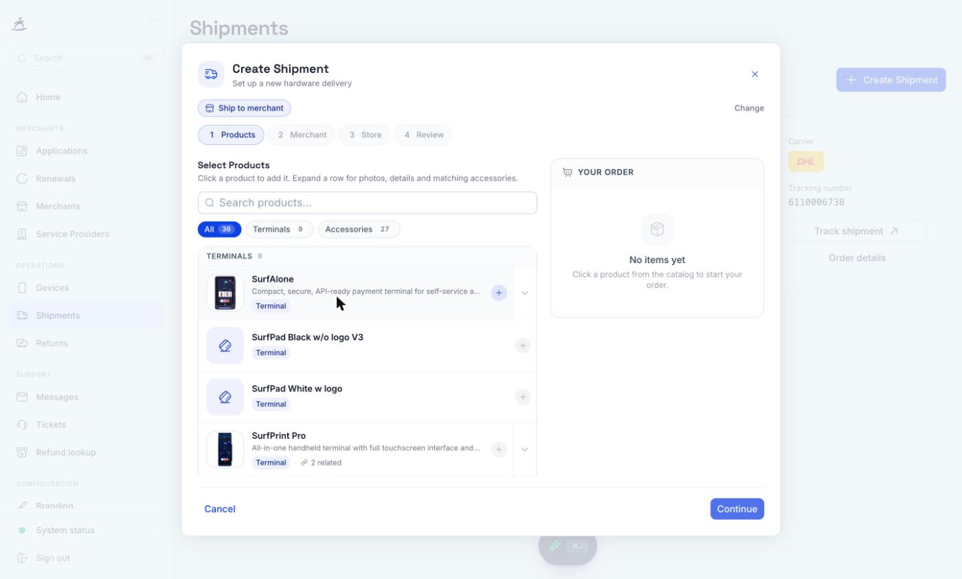 Product picker with the order basket