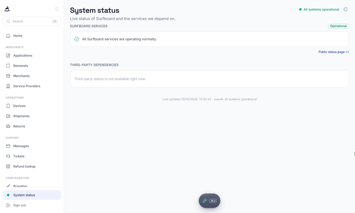 System status page