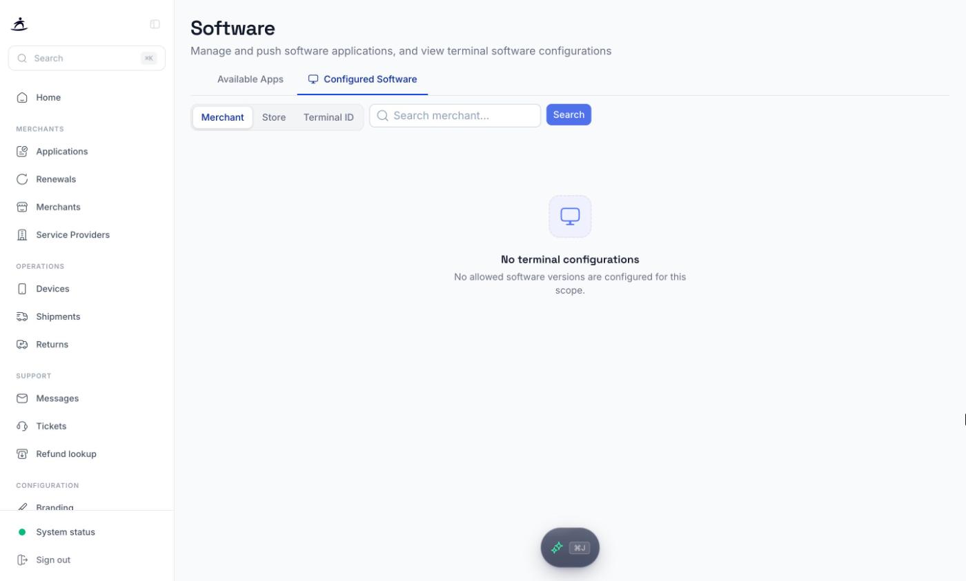 Configured Software tab